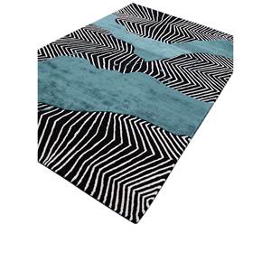 Alfombra Kilim Abstracta Adrift Gris y Negra, Tejida a Mano con Lana y Viscosa, Tejido Plano para el Hogar y el Pasillo-Tra-15223 - Product Image 2