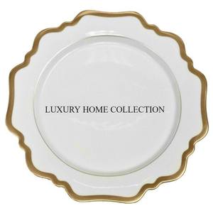 Dessus de table enduit de poudre noire mate dîner à la maison assiette de chargeur de service de nourriture conception moderne faite à la main Top vente assiette de spectacle de fantaisie - Product Image 2