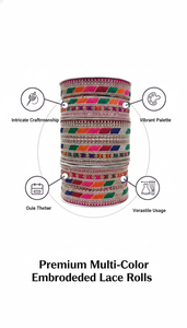 Premium Quality Embroidered Sequins Border Multi-Color Trim Saree <b>Dupatta</b> Suits Home Decor DIY Sewing Crafts Shoes Bags - Product Image 2