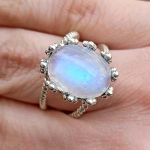 Rainbow Moonstone 925 Sterling Silver Handmade Statement Ring Men's Boho June Birthstone Jewelry Perfect Gift for Her Birthday - Product Image 5