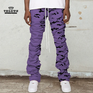 Vente en gros d'usine de pantalons droits rétro hip hop à la mode jeans cargo en denim slim à séchage rapide jeans imprimés streetwear - Product Image 2