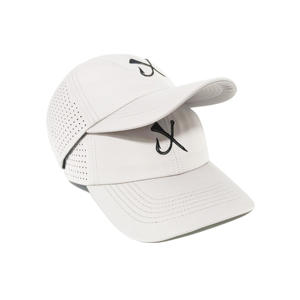 Gorras de béisbol sin estructura grises de 5 paneles, sombrero de secado rápido para papá, gorra deportiva de poliéster suave, sombrero para correr de secado rápido - Product Image 6