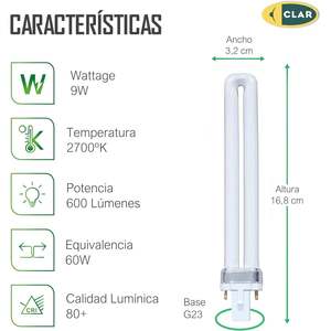 Bombilla Fluorescente de Ahorro de Energía Gemini S 9W G23 - Product Image 1