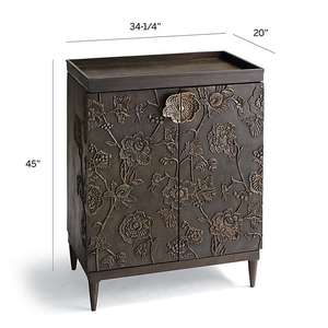 Mueble Modular para Sala de Estar de Madera Oscura con Diseños de Puertas Florales en Relieve, Estilo Rústico Moderno para Vinos y Licores, Disponible al por Mayor - Product Image 5