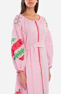 Nuevo diseño elegante Floral Bloque de mano Impreso Vestido largo Estampado de algodón Manga larga Casual mejor vestido Vestidos de mujer - Product Image 5