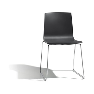 Stackable Technopolymer <b>Chair</b> with Chrome or Anthracite <b>Painted</b> Sled Base Metal Frame for Restaurant Cafe Hotel Made in Italy - Product Image 3