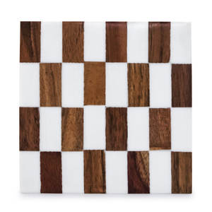 Handcrafted Eco Friendly Natural Pine <b>Bamboo</b> Walnut Acacia Round square Wooden Wood coaster Set for Drinks with Holder - Product Image 1