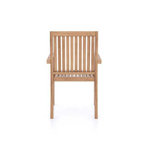 Silla de Patio de Madera de Teca con Reposabrazos, Silla de Comedor Resistente para Exteriores para Proyectos de Hostelería - Product Image 3