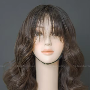 Prix de gros pour les extensions de cheveux humains vierges vietnamiens Perruques ondulées à franges sans enchevêtrement et perte de cheveux Remy Hair - Product Image 1