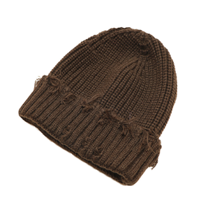 Haute qualité Vintage larme en détresse bonnet acrylique hiver chapeau unisexe blanc à revers tricoté bonnets personnalisés bonnets jacquard - Product Image 4