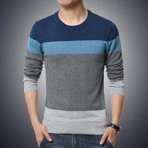 Pull décontracté pour homme, respirant, à séchage rapide, en élasthanne/coton, uni, coupe ajustée, col rond, tricotage personnalisé OEM, mode automne - Product Image 2