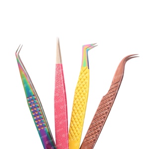 Pinces à épiler en forme de L de haute précision, non magnétiques, à volume diamanté, pour faux cils, sous votre propre marque - Product Image 1