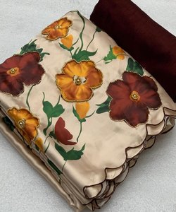 Sari Étnico de Seda Georgette, Listo para Usar, para Fiestas y Bodas Indias, con Bordado Tradicional Banarasi para Mujer - Product Image 5