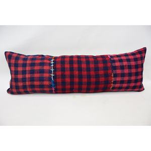 Red Vintage Floral Kantha <b>Pillow</b> 16x48 Inch Wool Woven Decorative Throw for Living Room or Outdoor for Sofa or Home Use - Product Image 1