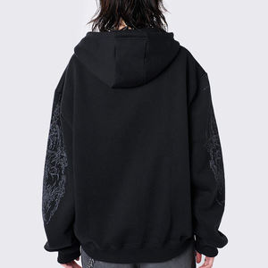 Sweats à capuche oversize en molleton tricoté de haute qualité pour femmes, style streetwear, avec fermeture éclair, épaules tombantes, 100% coton respirant, personnalisable - Product Image 2