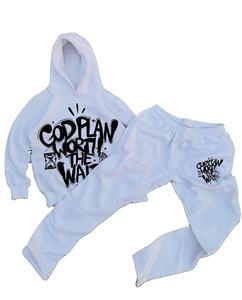 Haute qualité personnalisé 3D bouffée impression Logo hommes surdimensionné thermique polaire survêtement ensemble soleil délavé Patchwork à capuche respirant Plus - Product Image 2