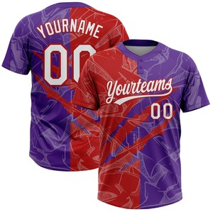 Camiseta de Softbol de Diseño Personalizado con Dos Botones, Cuello Redondo, 100% Poliéster, Impresión Digital, Tejido Transpirable para Adultos - Product Image 4