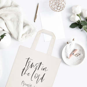 Trust Lord Proverbs 3:5 Cotton Canvas Tote Bag Medium Size Eco-Friendly Recyclable Heat Transfer Printed Screen for Advertising - Product Image 2