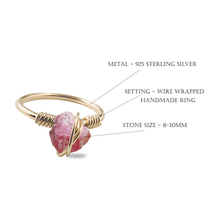 Anillo de piedras preciosas de Aguamarina cruda 8-10mm piedra natal Rosa chapado en oro plata esterlina alambre envuelto anillo de piedra natal - Product Image 2