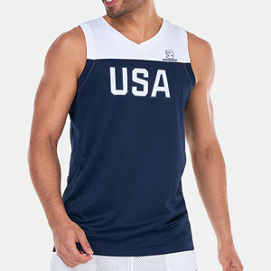 Chaleco de Baloncesto Personalizable con Estampado de EE. UU., Sin Mangas, de Secado Rápido, Transpirable, 100% Poliéster, Unisex, para Verano, Fitness, Camiseta sin Mangas - Product Image 1