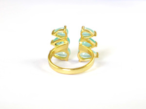 Anillo de Calcedonia Aqua Hecho a Mano, Chapado en Oro de 18k, Anillo Ajustable para Mujer - Product Image 6