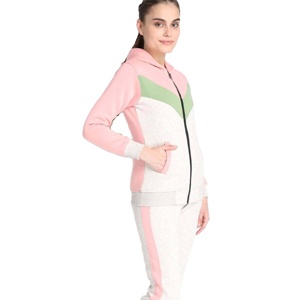 Conjunto de chándal de bloque de color personalizado para mujer al por mayor, sudadera con cremallera y pantalones para correr, ropa deportiva de invierno a la moda para gimnasio y yoga, ropa informal - Product Image 4