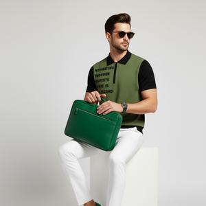 Camiseta de punto de cachemira de alta calidad para hombre MIDTOWN BYMANYC, estilo New York, con cremallera, color sólido, talla XL, color oscuro, bordada. - Product Image 4