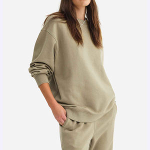 Conjunto de ropa de descanso informal para mujer, sudadera de gran tamaño y pantalones para correr, traje de dos piezas de lana de algodón lavado sólido - Product Image 4