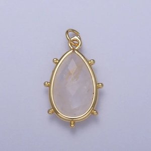 Pendentif en pierre précieuse facettée en forme de goutte de poire, avec bordure dorée, pour la fabrication de colliers et de bracelets, fournitures de bijouterie - Product Image 3