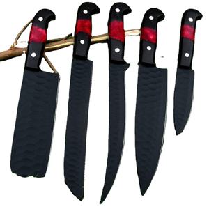 ชุดมีดสแตนเลสดามัสกัสทำด้วยมือชุดมีดรับประทานอาหารในครัวทำจากเรซินโลหะทนทานออกแบบได้ตามต้องการกระเป๋าหนัง - Product Image 1