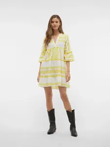 Premium Indian Handmade Weaving <b>Dress</b> for Women Stylish <b>Bell</b> Sleeve Tunic <b>Dress</b> for Women V Neck Designer Short Summer <b>Dress</b> - Product Image 5