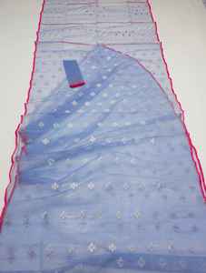 Exclusivo de moda Deshi Dhakai Jamdani Sharee calidad de exportación para mujeres JAMDANI tela azul verde dorado cielo azul de Bangladesh - Product Image 3