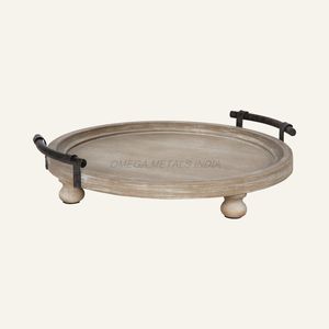 Juego de bandejas de madera de diseño elegante en color blanco nítido con forma redonda y acabado moderno perfecto para una decoración elegante del hogar - Product Image 5