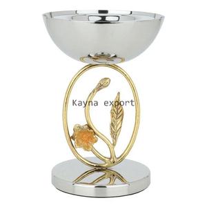 Quemador de incienso de madera directo de fábrica con soporte de Bakhoor árabe chapado en oro con diseño de flores para uso en interiores al mejor precio - Product Image 5