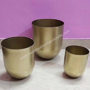 Large Metal Brass Antique Planters and <b>Small</b> Flower <b>Pots</b>: Custom Garden Planters Set for <b>Indoor</b> and Outdoor Decoration - Product Image 2