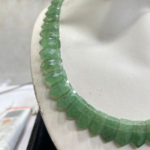 สร้อยคอพลอยควอตซ์เหลี่ยมเพชรพลอยสีเขียวสวยเกรดสูง - Product Image 3