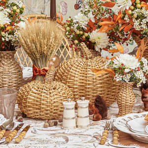 TienPhong Wholesale New Arrival Customize Natural Rattan Pumpkin Family - Handcrafted Woodland <b>Decor</b> for Home & <b>Table</b> Settings - Product Image 6