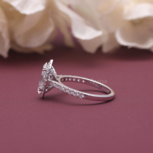 IGI Certified Lab Grown Marquise Cut Diamond Halo Engagement Ring <b>Solid</b> 925 Sterling <b>Silver</b> Marquise Diamond Ring - Product Image 5