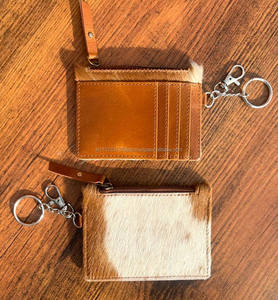 New Arrival Real Handmade Cowhide Fur Leather Coin Purse and <b>Card</b> <b>Holder</b> Case Cute Credit <b>Card</b> <b>Holder</b> and Coin Case With <b>Keyring</b> - Product Image 4