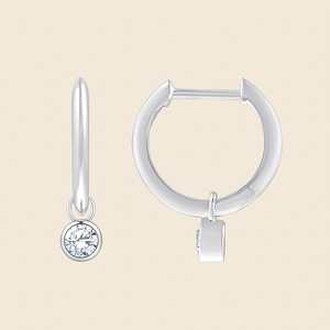Pendientes de diamantes redondos combinados con diamantes redondos cultivados en laboratorio de 0.22 quilates F+-VS en oro macizo de 14K para uso diario, regalo de aniversario. - Product Image 2