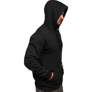 Sweat à capuche personnalisé pour homme en molleton de coton, 100 % coton, motif uni, écologique, respirant, faible MOQ disponible, devant - Product Image 2