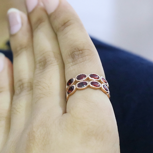 Bague grenat en argent sterling 925 Bague ovale en argent sterling empilable Cadeau de naissance janvier - Product Image 5