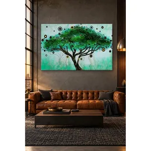 Impression sur toile à motif de points d'arbre magique vert Fida - Product Image 1