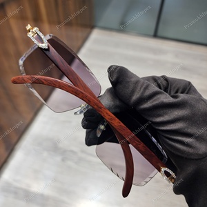 Luxurious Custom Designer Men <b>Sunglasses</b> Hiphop Rapper Style Dark Purple Moissanite Diamond Bridge Glass <b>Lenses</b> Fashion Jewelry - Product Image 4