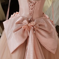 Robe de mariée rose poudré à bretelles spaghetti, corset à baleines, tulle floral 3D, coupe trapèze, sur mesure, vente en gros, directement de l'usine