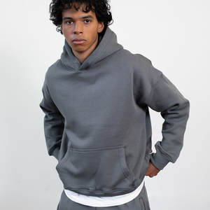 New OEM Custom Oversized Cotton Heavyweight Luxury Hip Hop Hoodies Drop Shoulder Boxy Blank 100% Cotton Cropped <b>Men's</b> Hoodies - Product Image 2