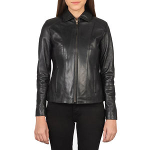 Chaqueta cruzada de cuero genuino para mujer hecha a medida | Prendas de abrigo ajustadas con estilo | Proveedor OEM ODM - Product Image 2