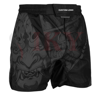Printed Black Washed MMA <b>Shorts</b> for <b>Men</b> Custom Logo Spandex/Polyester Durable & Lightweight OEM Service - Product Image 1
