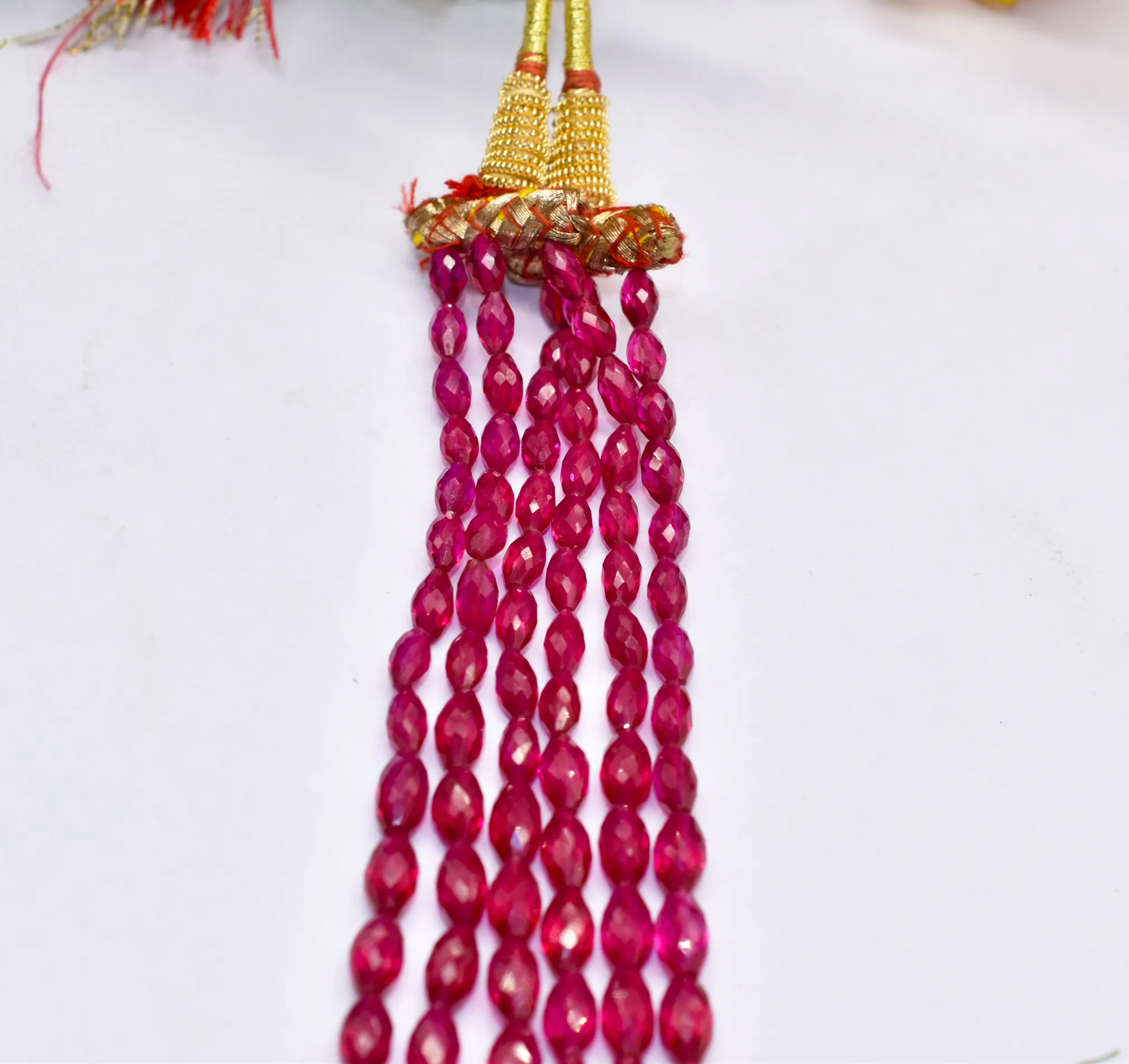 Vòng Cổ Hạt Ruby Đỏ Phòng Thí Nghiệm Vòng Cổ Hạt Ruy Nhiều Mặt Ruby Dholki Trồng Trong Phòng Thí Nghiệm Vòng Cổ Hạt Đá Quý Lỏng Lẻo Tổng Hợp.