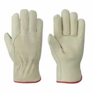 高温の極端な牛革の穀物とスプリットレザーのドライバー作業用手袋個人用保護ヘビーデューティー家庭用手袋